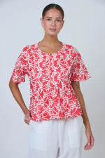 Namastai Chilli Oak Top in Red and White