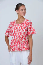 Namastai Chilli Oak Top in Red and White