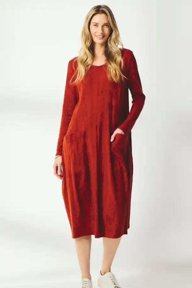 Valia Chantilly Dress in Oxblood