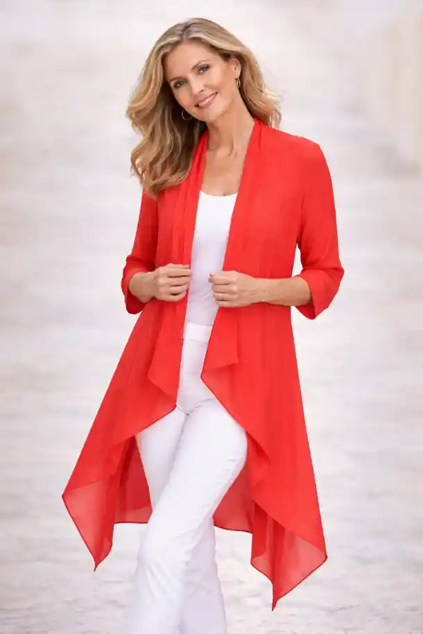 Alquema Collare Coat in Red to Rose