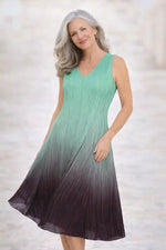 Alquema Long Estrella Dress in Emerald to Black