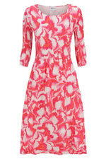 Alquema ¾ Smash Sleeve Pocket Dress in Pink Petal Waves