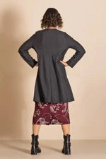 Megan Salmon Pinstripe Quartermaster Coat in Black and White