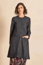 Megan Salmon Pinstripe Quartermaster Coat in Black and White