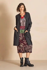 Megan Salmon Pinstripe Quartermaster Coat in Black and White