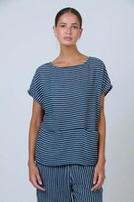 Namastai Mooring Lines Top in Navy and White Stripes