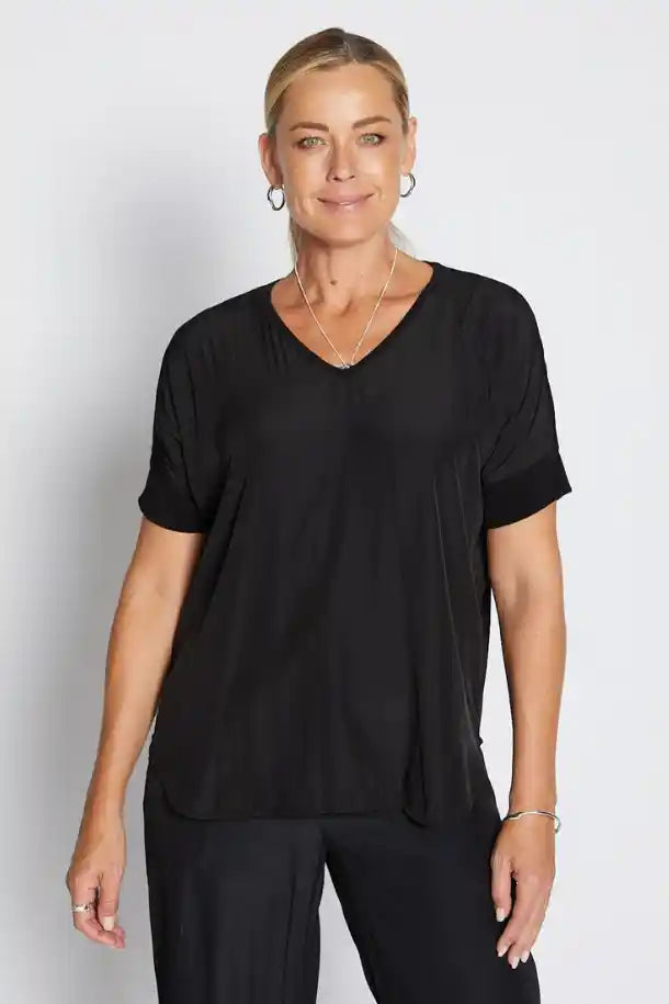 Philosophy V Spliced Lustre Tee in Black