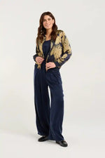 Blackstone Ivanka Satin Print Bomber Jacket in Polar Night