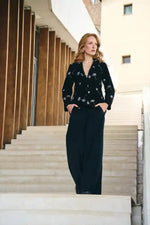 Blueberry Cord Barrel Leg Pant in Black