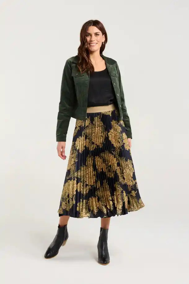 Blackstone Vivienne Pleated Satin Skirt in Polar Nights