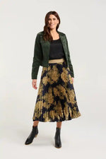 Blackstone Vivienne Pleated Satin Skirt in Polar Nights