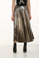 Frank Lyman Black & Gold Pleated Skirt