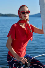 Frank Lyman Knit Jersey Top in Lust Red