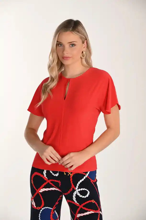 Frank Lyman Knit Jersey Top in Lust Red