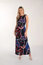 Frank Lyman Knit Jersey Nautical Dress in Midnight and Red