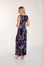 Frank Lyman Knit Jersey Nautical Dress in Midnight and Red