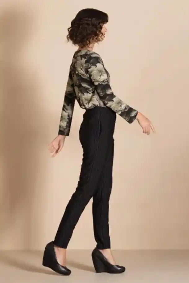 Megan Salmon Pinstripe Beagle Boy Pants in Black and White