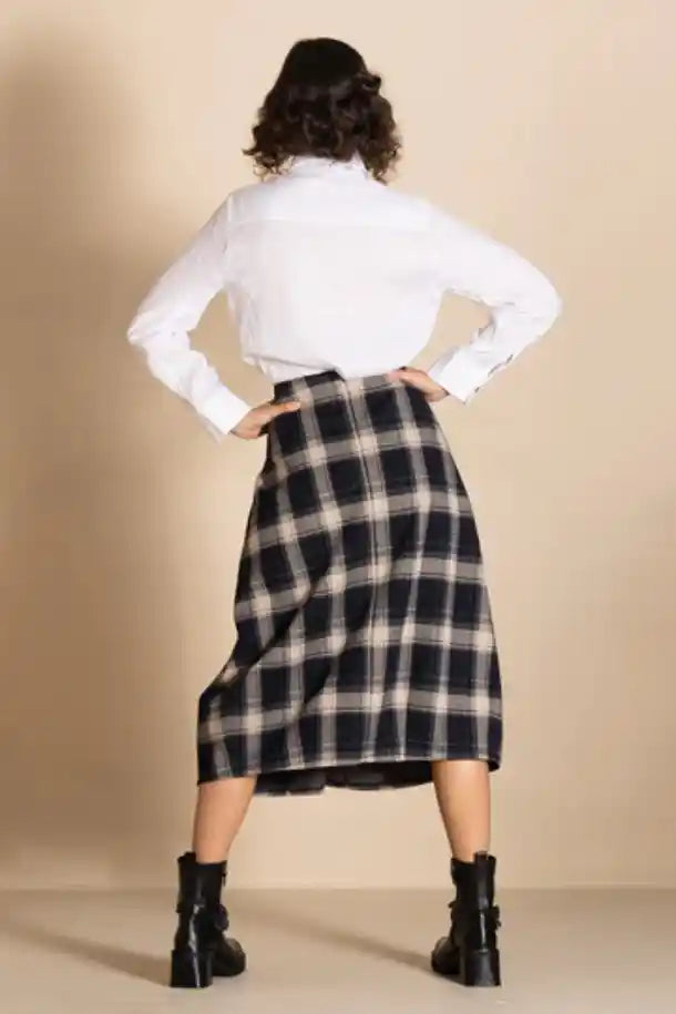 Megan Salmon Aberdeen Giselle Bell Skirt in Black Check