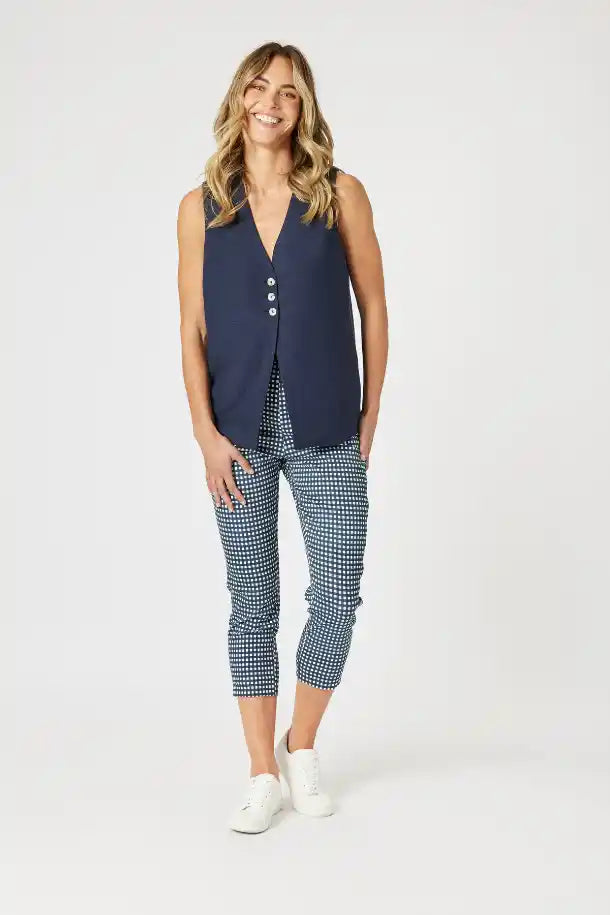 Gordon Smith Alexis 7/8th Pant in Navy & White Check