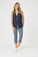 Gordon Smith Alexis 7/8th Pant in Navy & White Check