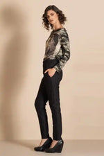 Megan Salmon Pinstripe Beagle Boy Pants in Black and White