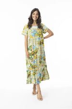 Orientique Layers Dress with Square Neckline in Amalfi Print