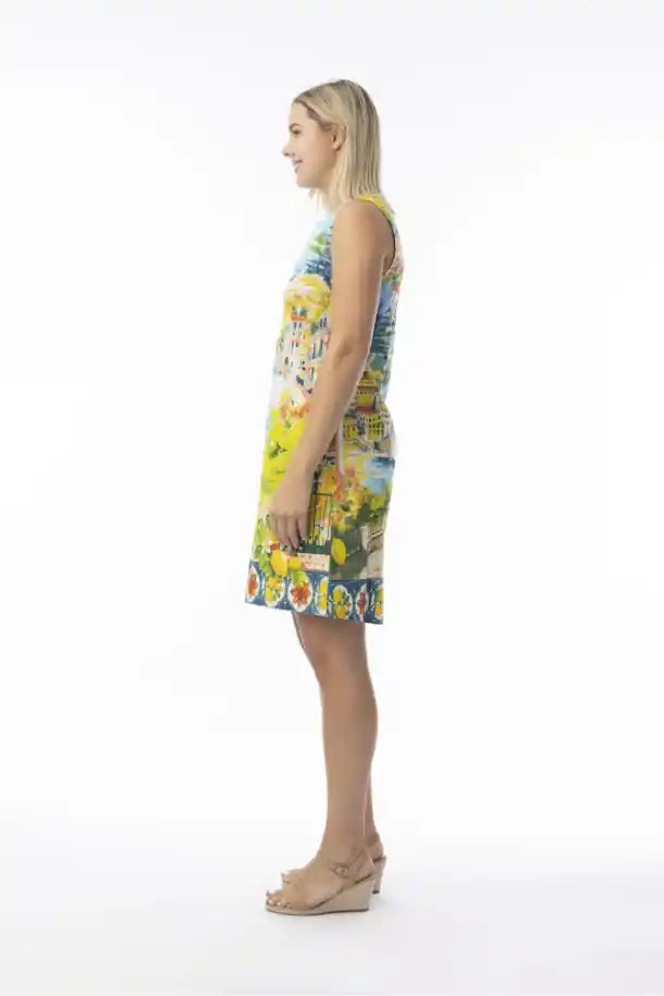 Orientique Amalfi Sleeveless Shift Dress in Amalfi Printing