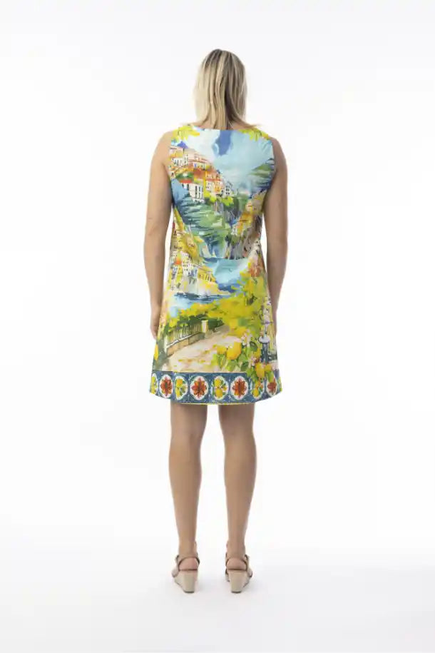 Orientique Amalfi Sleeveless Shift Dress in Amalfi Printing