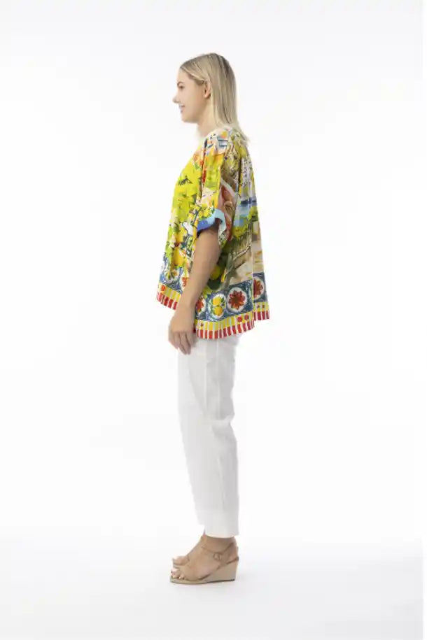 Orientique Oversized Amalfi Top in Amalfi Print
