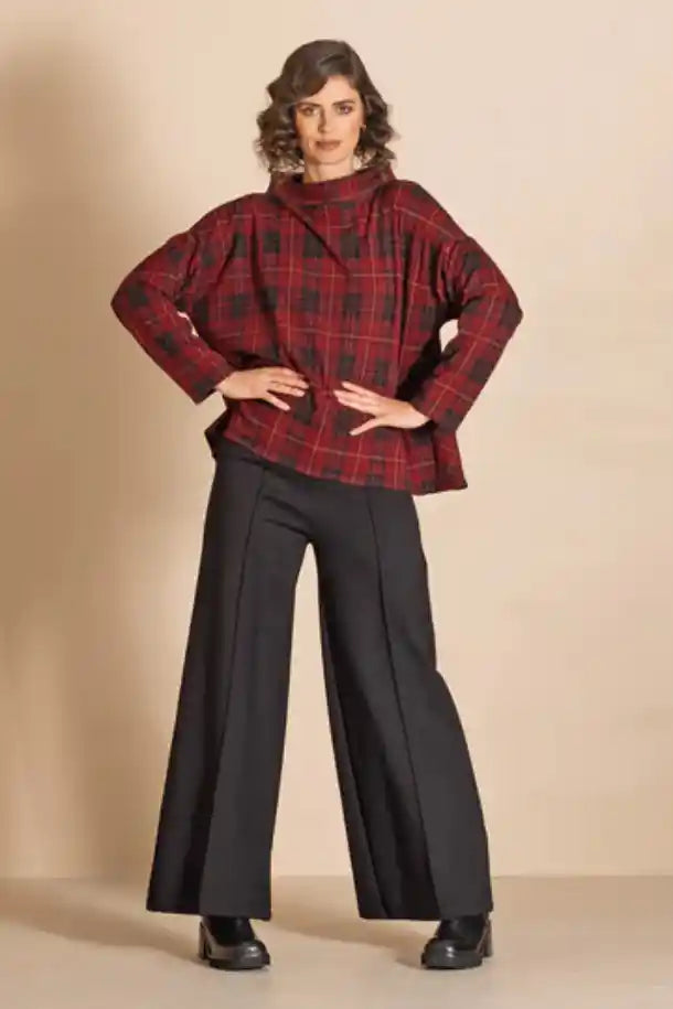 Megan Salmon Highland Skirted Box Jumper in Red Tartan