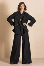 Megan Salmon Pinstripe Car Coat in Black and White Stripe
