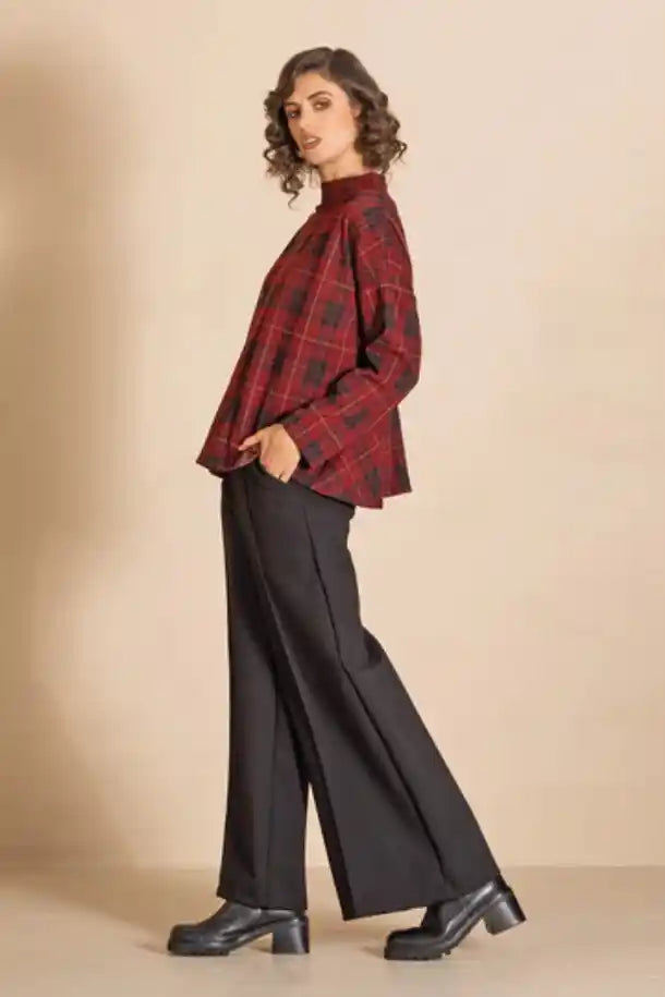 Megan Salmon Highland Skirted Box Jumper in Red Tartan