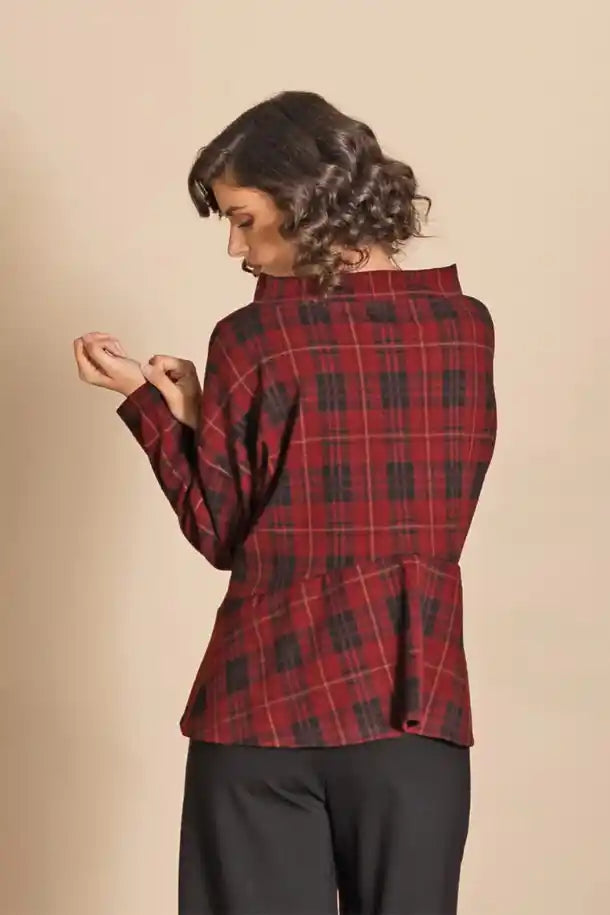 Megan Salmon Highland Skirted Box Jumper in Red Tartan