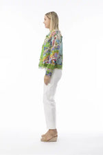 Orientique Santa Fe Jacket in Aqua, Reds, Greens and Pink Print