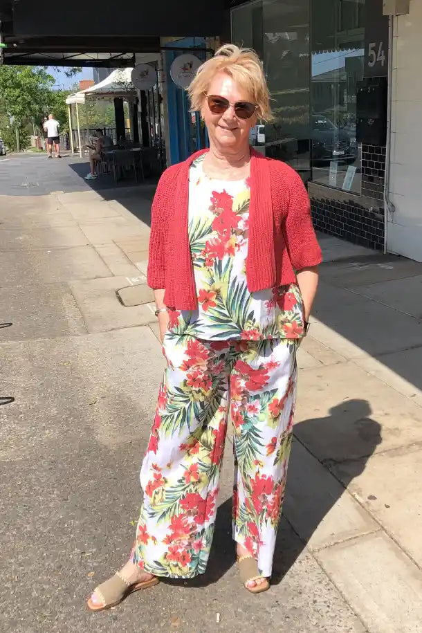 Blueberry Italia Knit Shrug in Poppy Red