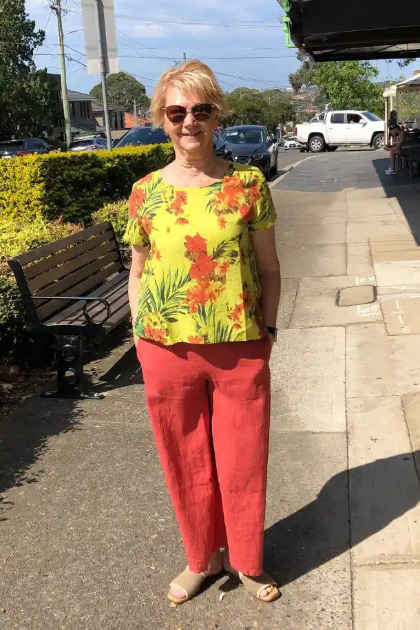 Blueberry Italia Flora Blouse in Lime Green