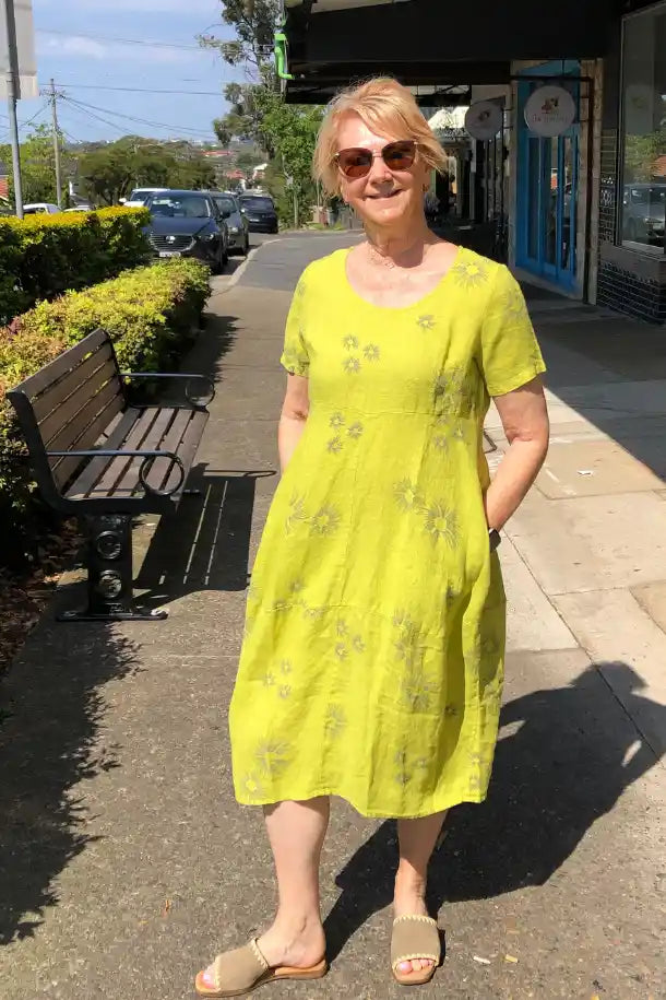 Blueberry Italia Flora Dress in Lime Green