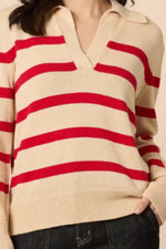 Gordon Smith Montrose Stripe Knit in Natural and Red