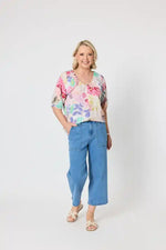 Gordon Smith Desert Rose Print Top in Pink, Multi