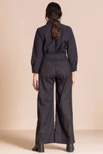Megan Salmon Pinstripe Mariner Pant in Black and White