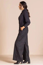 Megan Salmon Pinstripe Mariner Pant in Black and White