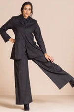 Megan Salmon Pinstripe Mariner Pant in Black and White