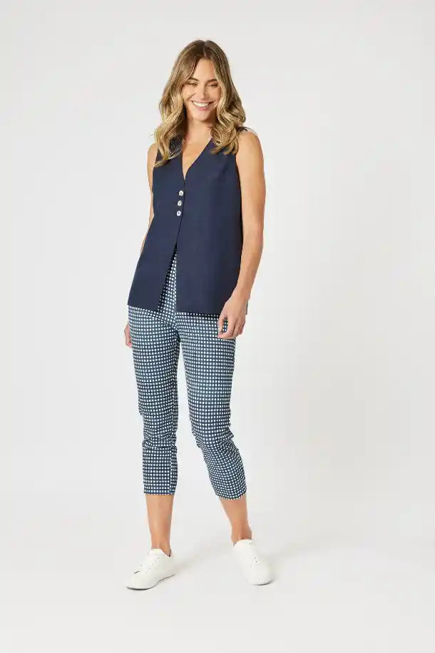 Gordon Smith Alexis 7/8th Pant in Navy & White Check