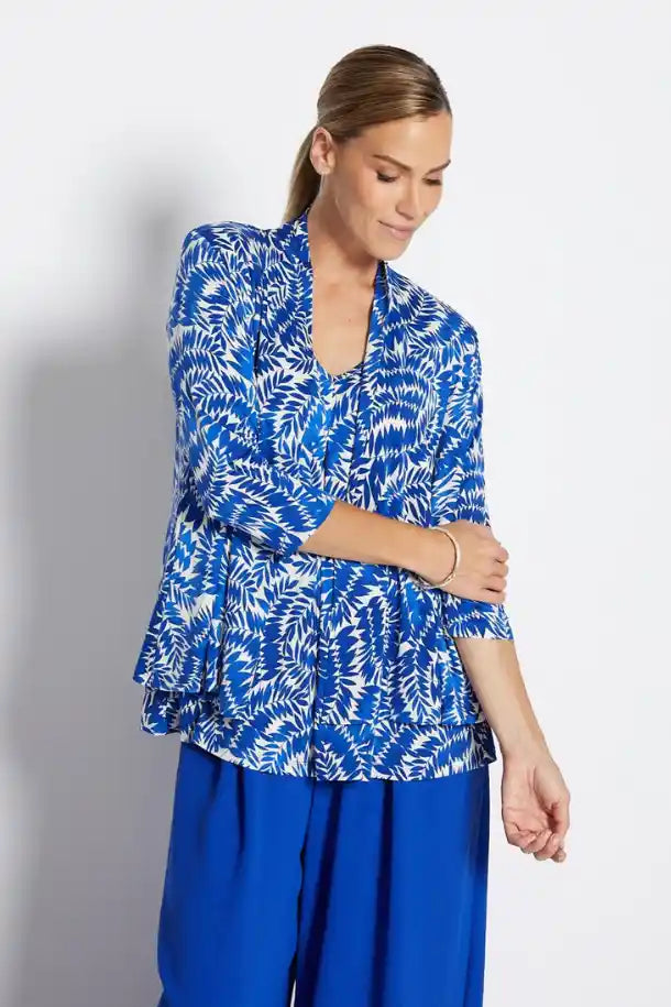 Philosophy ¾ Sleeve Swing Jacket in Cobalt and White