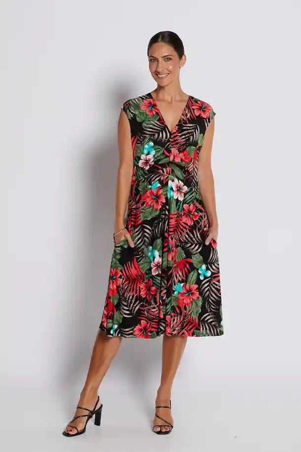 Philosophy Hero Tuck V-Neck Dress in Calypso