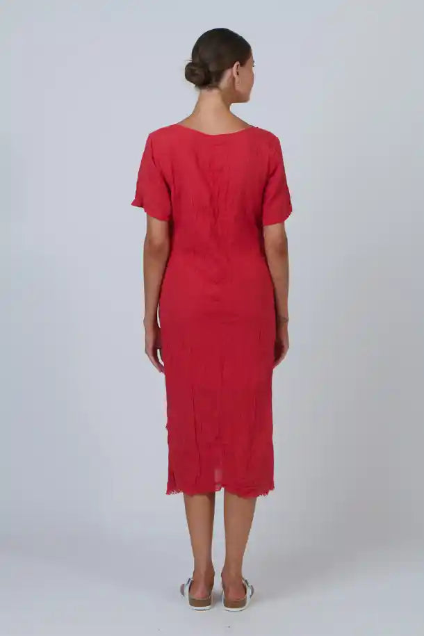 Namastai Chilli Red V-Neck Dress