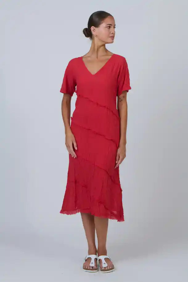 Namastai Chilli Red V-Neck Dress