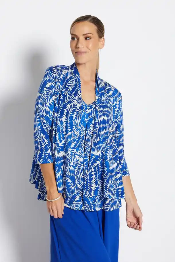 Philosophy ¾ Sleeve Swing Jacket in Cobalt and White