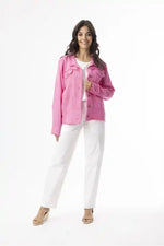 Orientique Linen Essentials Jacket in Hot Pink