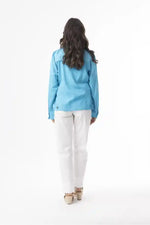 Orientique Linen Essentials Jacket in Aqua